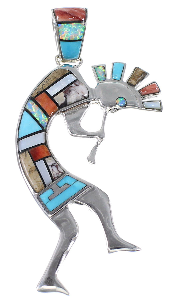 Southwest Multicolor And Silver Kokopelli Pendant YX73894